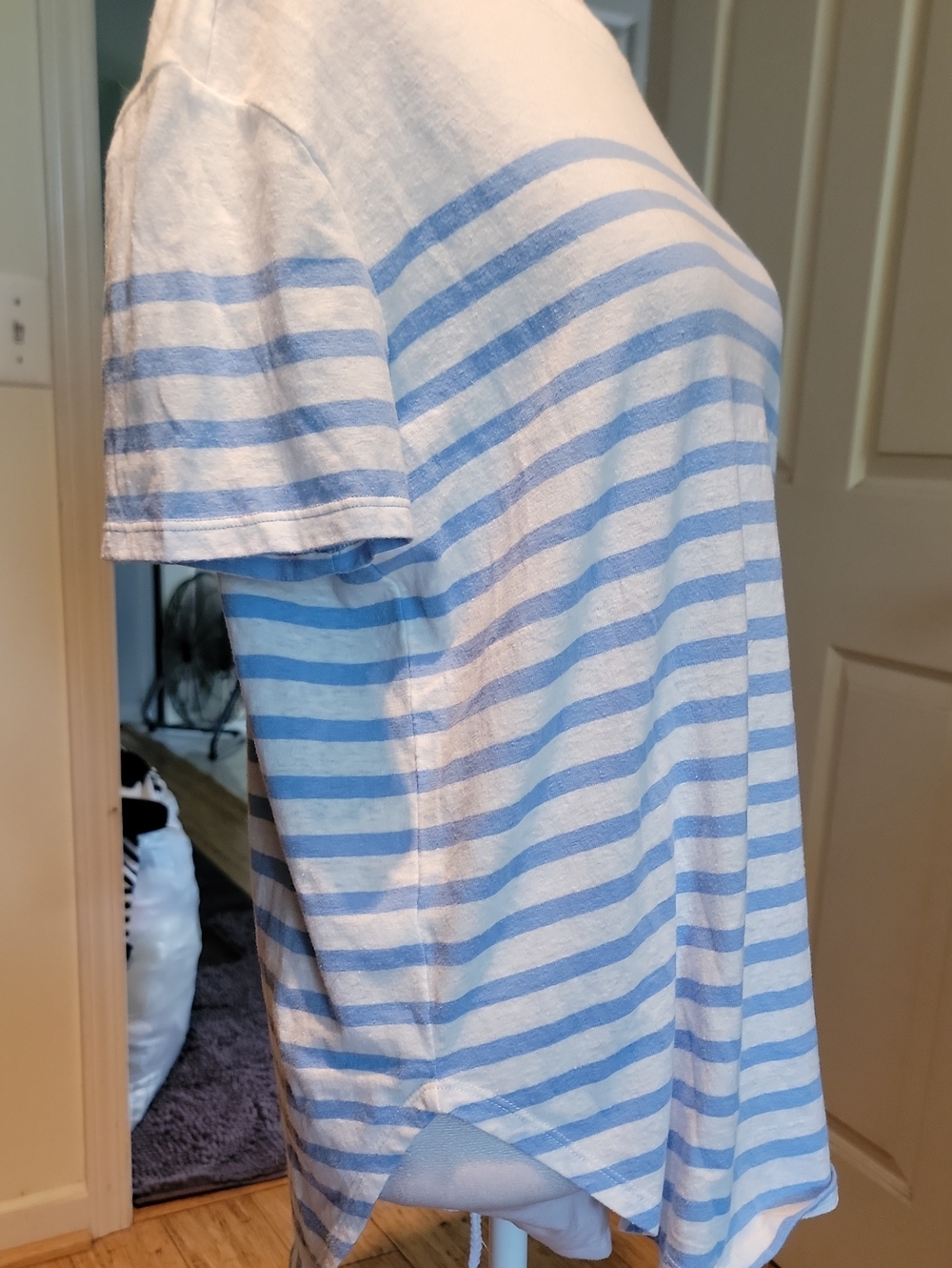 Lou & Grey Light Blue and White Striped Boatneck Tee - Picture 3 of 6